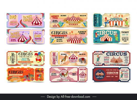 circus tickets templates collection flat classic