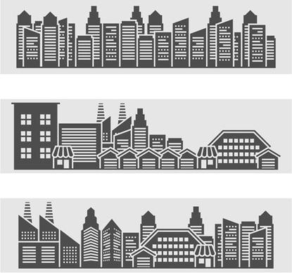 city buildings banners vector graphics