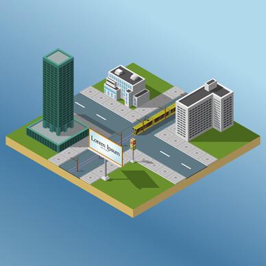 city buildings flat template vector