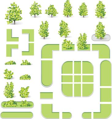 city map and green tree vector