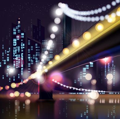 city night colored halation background vector graphics