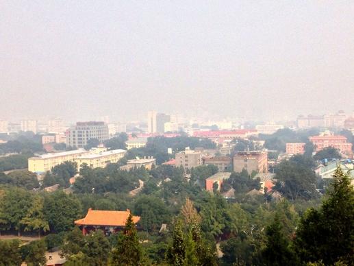city under haze in beijing china