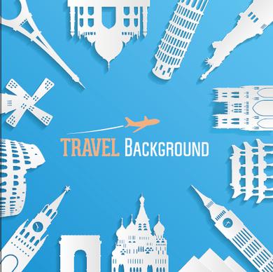 classic buildings with travel background vector