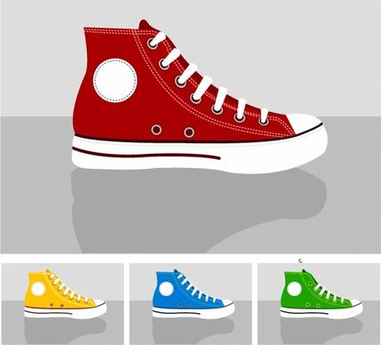 CLASSIC CHUCKS allstar sneakers set illustration vector minimil