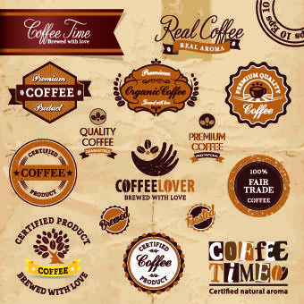 classic coffee labels design vector