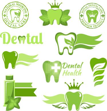 classic dental logos and labels vector graphics