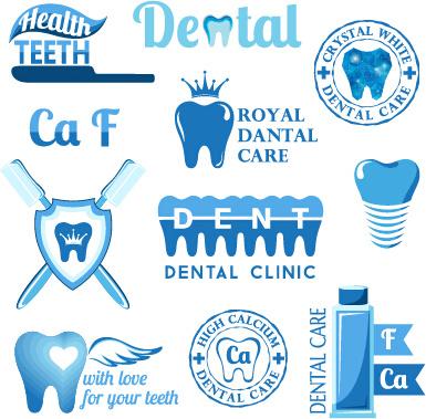 classic dental logos and labels vector graphics