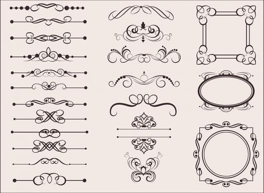 documents decorative elements collection classic european symmetric shapes