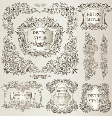 document decorative templates elegant symmetric retro european design