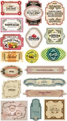 label templates collection retro shapes sketch