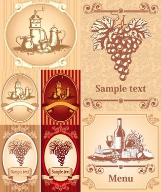 classic europeanstyle wine bottle stickers vector