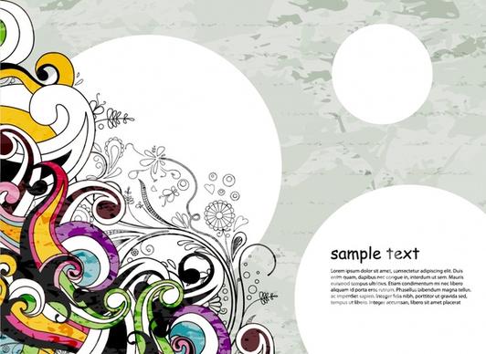 abstract background template botany doodles sketch colorful curves