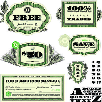 classic financial labels vector graphics