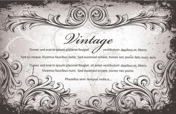card background template european vintage floral decor