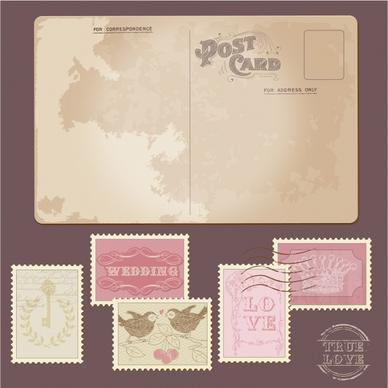 classic postcards and stamps vector
