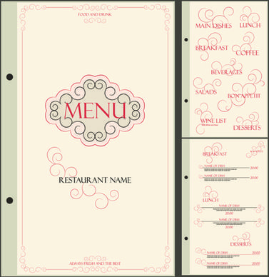 classic retro restaurant menu cover vector
