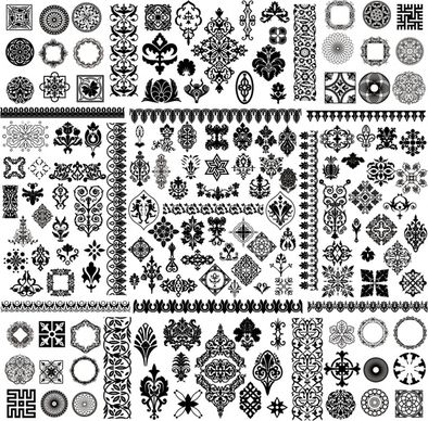 decorative elements collection black white retro illusion shapes
