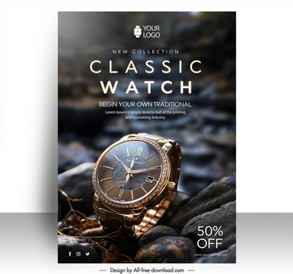 classic watch discount poster template elegant closeup
