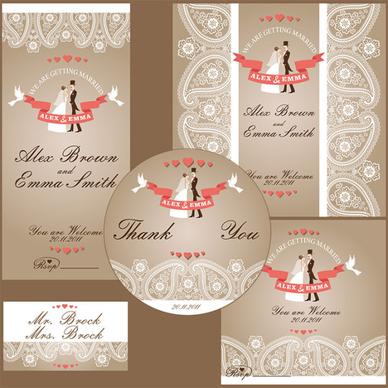 classic wedding invitation kit vector