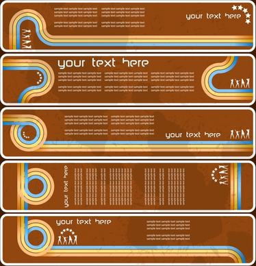 banner templates colorful curved lines ornament