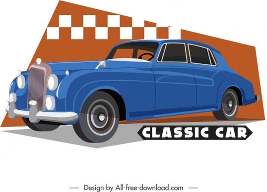classical car template luxury blue decor