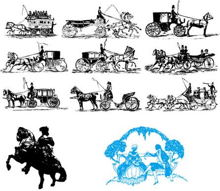 classical carriage silhouette vector