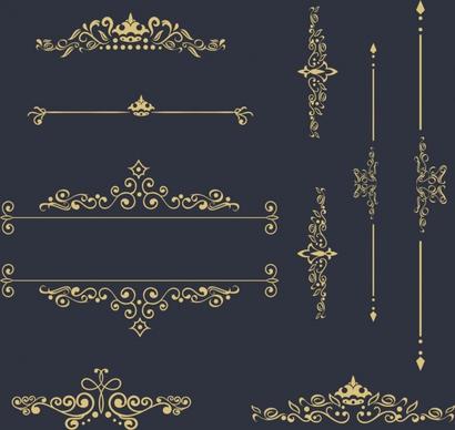 classical decor design elements various curved symmetry ornament
