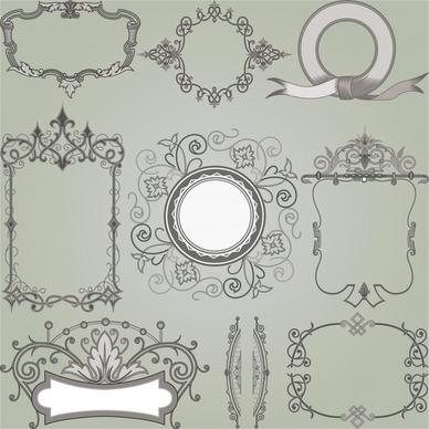 document decorative elements elegant retro european symmetric shapes