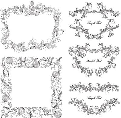 classical floral frame vector