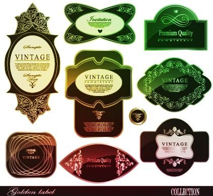 classical glass texture labels vector graphic