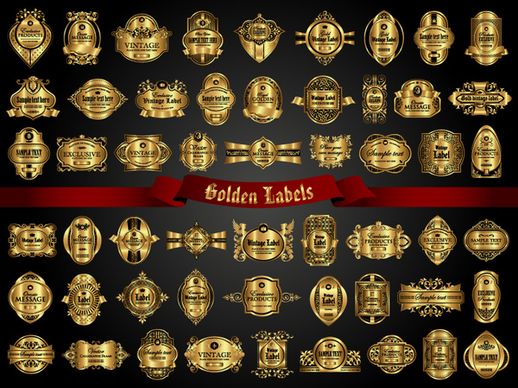 classical golden labels luxury vector