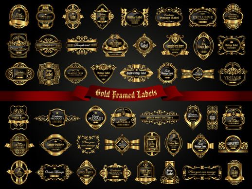 classical golden labels luxury vector