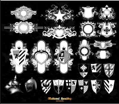 classical heraldry ornaments vector