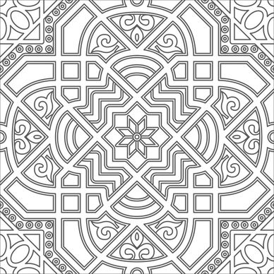 classical pattern illustration with black white symmetric style