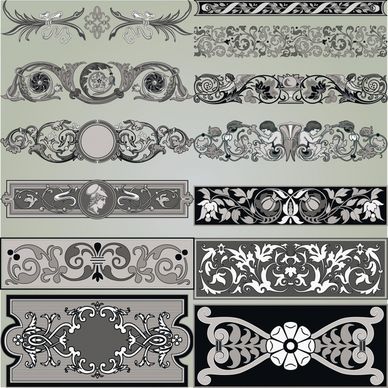 formal decorative elements templates retro european symmetric shapes