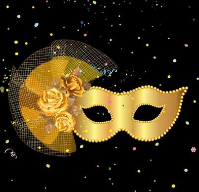 classical stage background golden mask rose icons decor