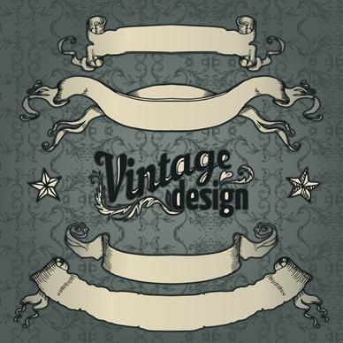 classical styles ribbons vector set