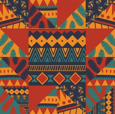 classical tribal pattern flat colorful abstract decor