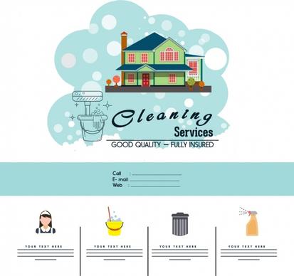 cleaning service advertisement template household icons decor