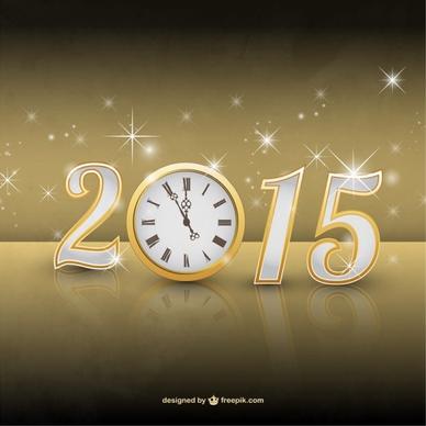 clock and15 new year shiny background