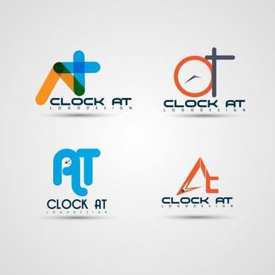 clock logotypes collection colored flat abstract style