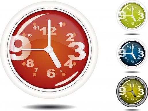 round clock templates shiny modern colored dynamic numbers