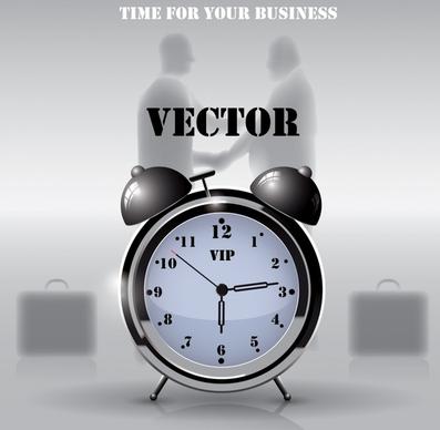 business conceptual background clock icon businessmen silhouette
