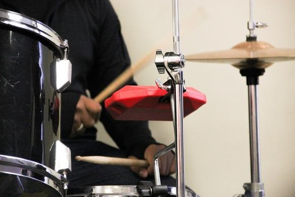 close up of drummer on drumset