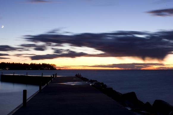 closer pier at dusk at peninsula state park wisconsin