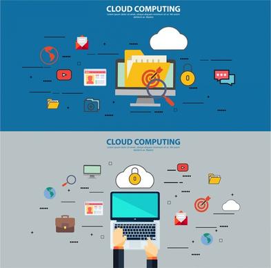 cloud computing concepts illustration with laptop and ui