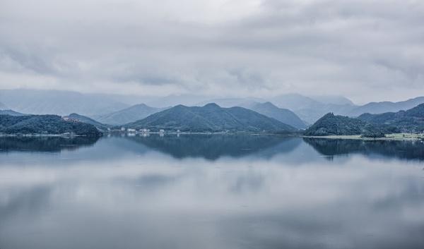 cloud fjord fog horizontal lake landscape morning