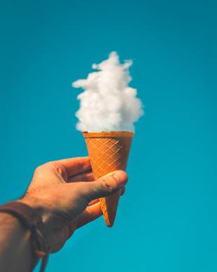 cloud ice cream picture hand holding sky backdrop