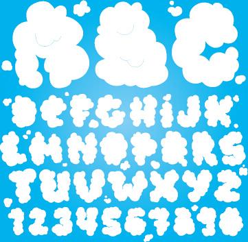 cloud numbers and alphabet vector graphics