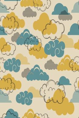 clouds background handdrawn icon colored retro design